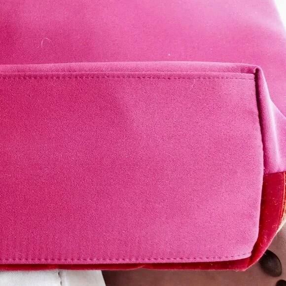 Nice Bath & Body Works Burgundy Tote Satin Velvet Stripes Roomy Purse/Handbag - Picture 14 of 14